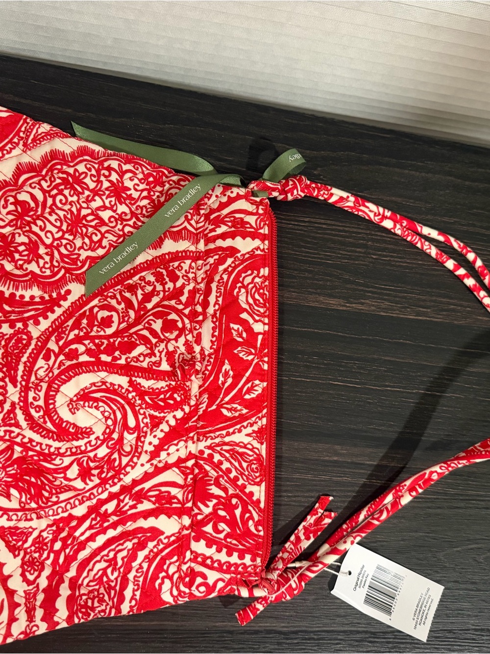Vera Bradley Red and Cream Paisley Wristlet Crossbody